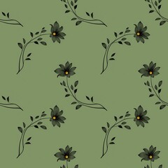Seamless Pattern Elegant Flowers Small Design on Pastel Green Background for Prints, Textiles, Packaging, Fabrics, and Wrapping Paper