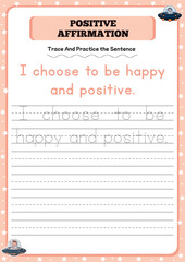 Positive affirmation activity worksheets for toddlers 