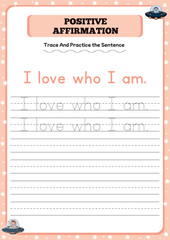 Positive affirmation activity worksheets for toddlers 