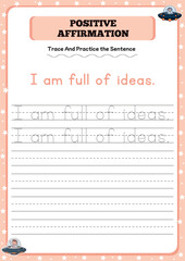 Positive affirmation activity worksheets for toddlers 