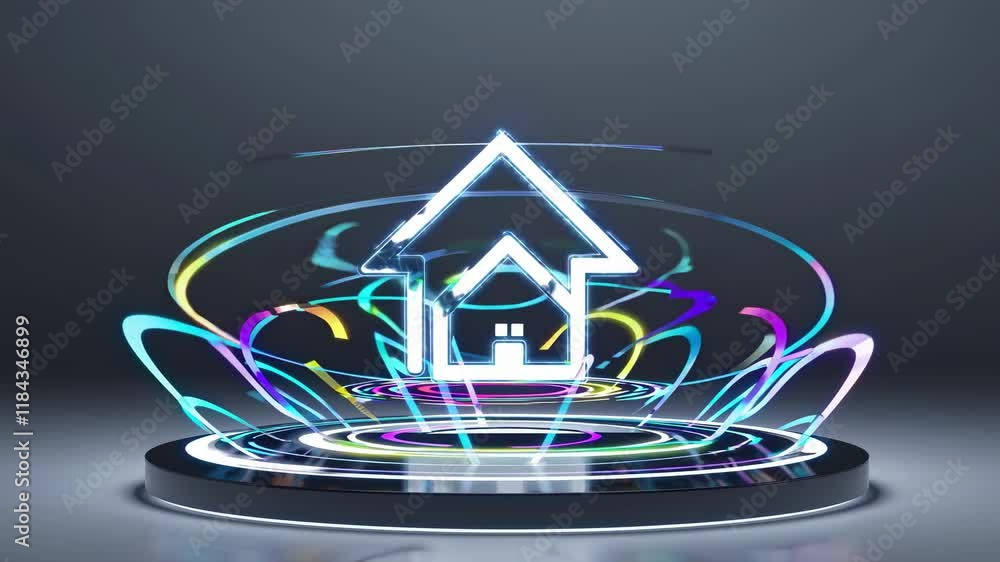 Aufkleber innovative 3d home design animation showcasing modern architecture and digital effects. iot home