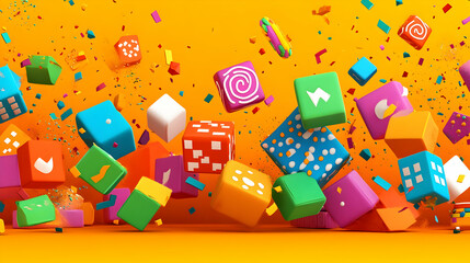 Colorful 3D Cubes Abstract Background