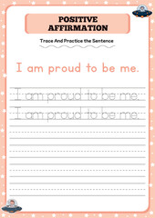 Positive affirmation activity worksheets for toddlers 