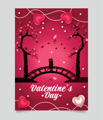 Valentine celebration poster Romantic cute love card template design