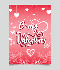 Valentine celebration poster Romantic cute love card template design