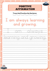 Positive affirmation activity worksheets for toddlers 