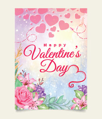 Valentine celebration poster Romantic cute love card template design