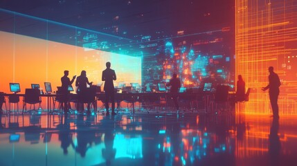 Business Meeting in a High-Tech Conference Room