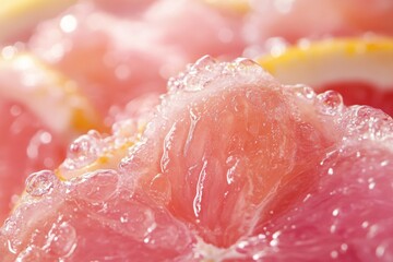 Closeup of pink cotton candy with glistening sugar crystals