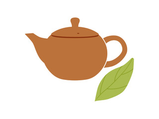 お茶の茶葉と急須のイラスト