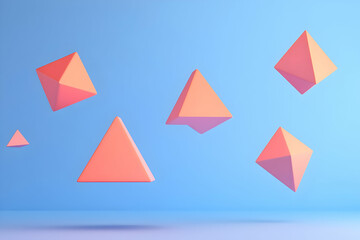 Floating Coral 3D Geometric Shapes