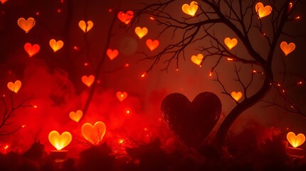 Romantic Valentine's Day Background with Hearts, Roses- Ideal for Celebrations and Love-Themed Designs