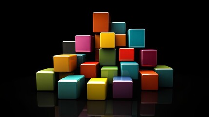 Obraz premium Colorful Geometric Blocks Pyramid Design