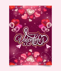 Valentine celebration poster Romantic cute love card template design