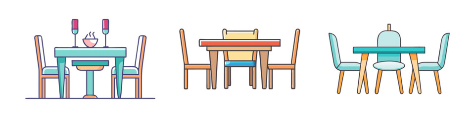 dining set vector icon, furniture vector illustration - simple illustration of dining set perfect for logos, and furniture- themed designs.