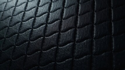 Fototapeta premium Dark quilted leather texture background, detailed close-up view of a luxurious material