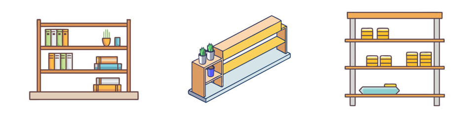 wall shelf vector icon, furniture vector illustration - simple illustration of wall shelf perfect for logos, and furniture- themed designs.