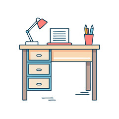 writing desk vector icon, furniture vector illustration - simple illustration of writing desk perfect for logos, and furniture-themed designs.
