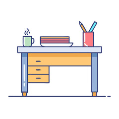 writing desk vector icon, furniture vector illustration - simple illustration of writing desk perfect for logos, and furniture-themed designs.