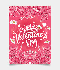 Valentine celebration poster Romantic cute love card template design