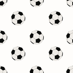 Seamless pattern with soccer balls on a white background. Perfect for sports-themed projects, textile prints, wallpapers, and promotional materials.