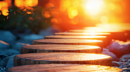 A nature walk symbolizing mindfulness and fostering a positive outlook on life Positive mindset Stock Photo with side copy space
