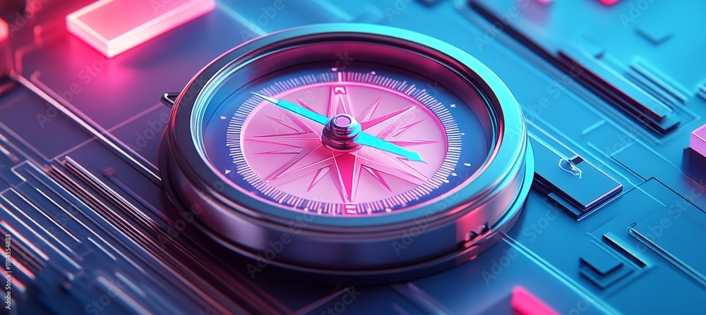 Aufkleber digital compass navigating data streams finding direction amidst glowing technology and networking
