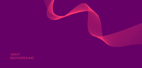 Purple wavy line art background. Vector illustration for banner, flyer, poster, wallpaper