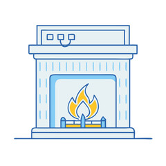 electric fireplace vector icon, furniture vector illustration - simple illustration of electric fireplace perfect for logos, and furniture-themed designs.