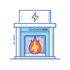 electric fireplace vector icon, furniture vector illustration - simple illustration of electric fireplace perfect for logos, and furniture-themed designs.