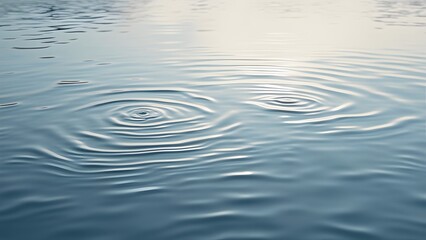 Naklejka premium Serene Abstract Water Ripples, Calm Water Reflecting Soft White Clouds, Peaceful Nature Background Image