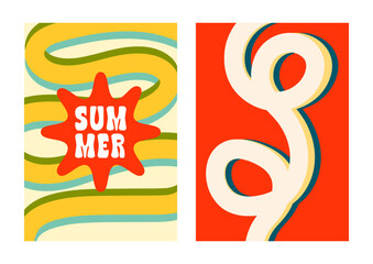 Creative concept of summer bright cover, card or poster with minimal style for corporate identity, branding, social media ads, promos. Modern design templates set in a trendy flat style