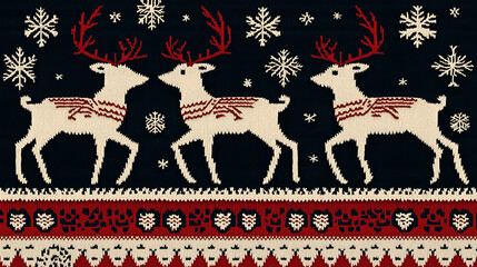 Christmas Deer and Snow Knitting Pattern