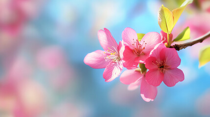 Obraz premium Cherry blossom branch in spring light. Ideal for natural beauty and seasonal wellness.