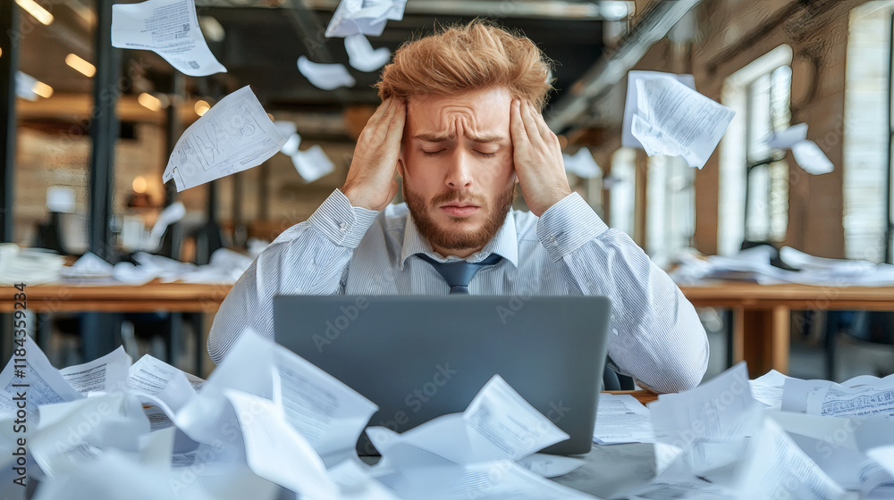 Poster a focused individual ignoring distractions while working on a laptop for improved self-discipline se