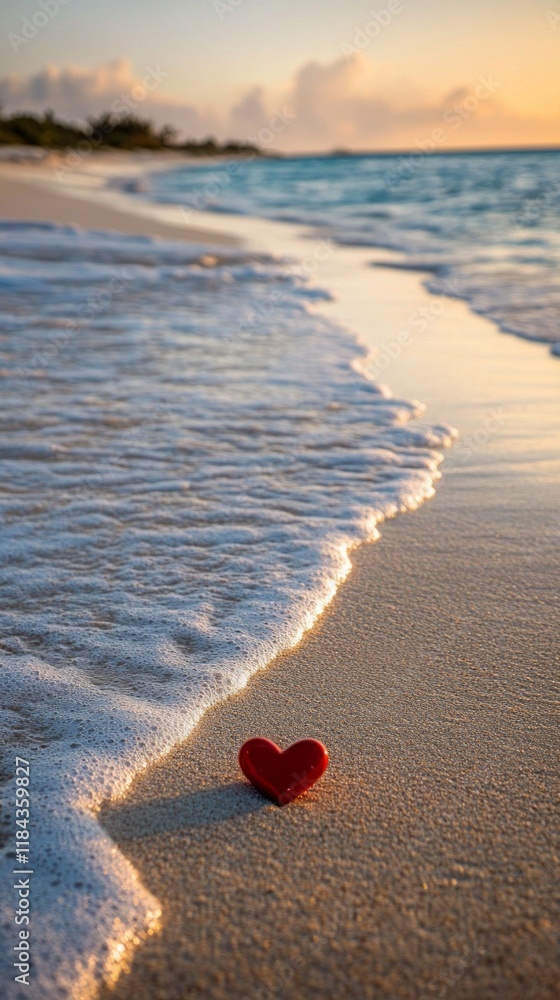 Aufkleber a beautifully crafted message in a bottle rests on soft sand as gentle waves lap at the shore. the s
