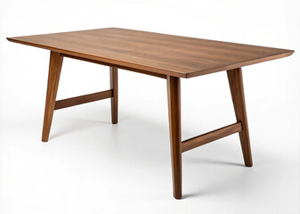 Modern brown wooden table isolated on white background