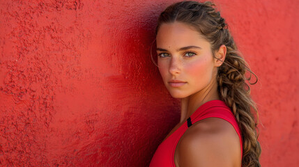 A fitness enthusiast sticking to a workout schedule as part of self-discipline goals Self-discipline Stock Photo with side copy space.