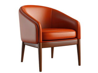 Luxurious brown leather chair with a sturdy wooden frame, perfect for comfort and relaxation