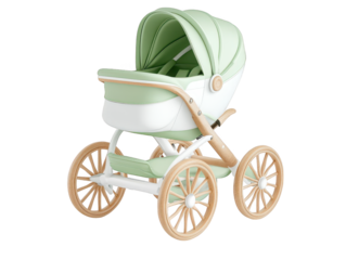 Mint green pram stroller, stylish and comfortable baby stroller for modern parents