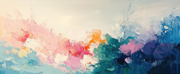 Fototapeta premium Abstract colorful painting, vibrant hues, textured strokes, dynamic composition, expressive art.