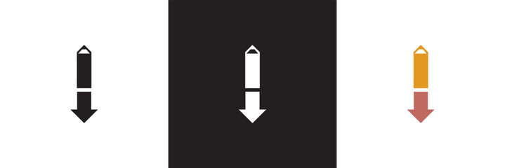 Pencil in the shape of an arrow pointer.   isolated on white and black background. vector illustration. EPS 10