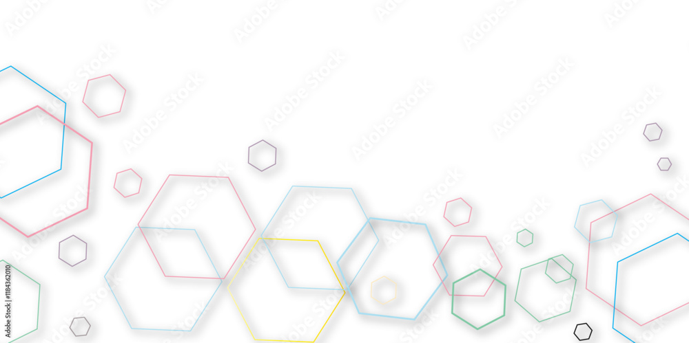 Aufkleber abstract technology color line hexagon 3d effect outline pattern with shadow seamless texture backgr