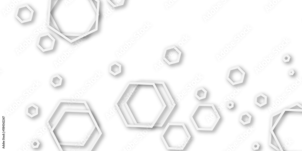 Aufkleber abstract technology grey and white circle hexagon line 3d effect pattern with shadow seamless textur