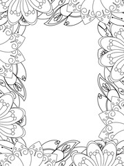 All these designs are hand-drawn and unique 
Beautiful Flowers Border black and white illustration for adult coloring book,
This is a printable Beautiful Zentangle Coloring page for KDP Interior,