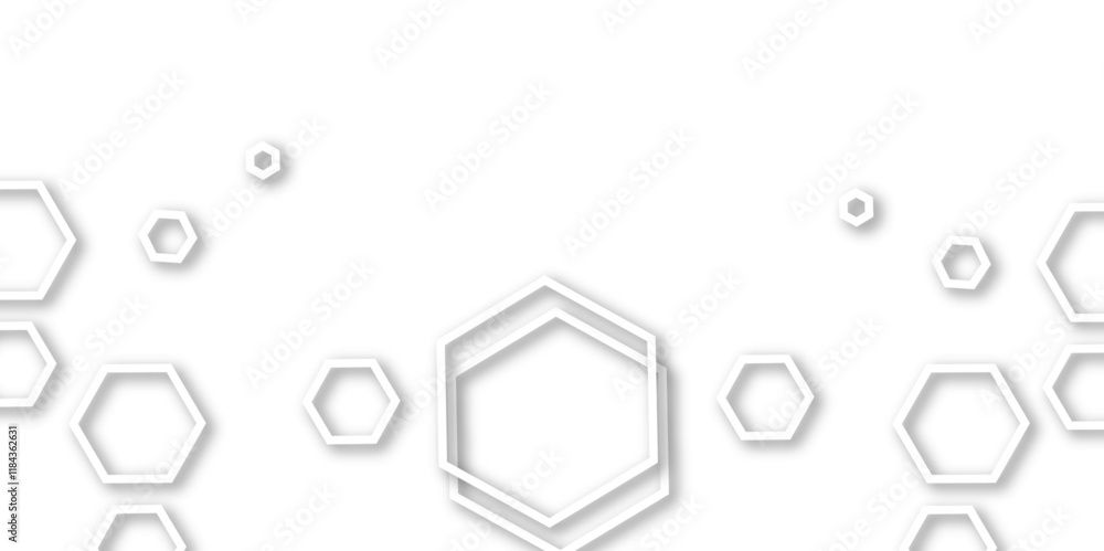 Aufkleber abstract technology grey and white circle hexagon line 3d effect pattern with shadow seamless textur