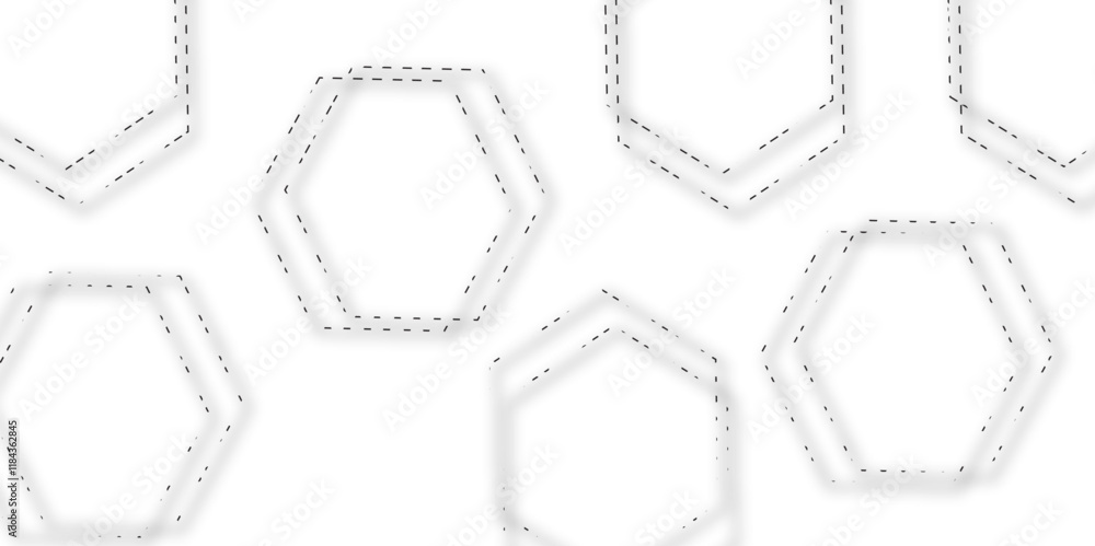 Aufkleber abstract technology grey and white circle hexagon line 3d effect pattern with shadow seamless textur
