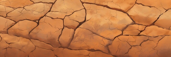 Cracked dry earth texture seamless background in warm earthy brown and ochre tones