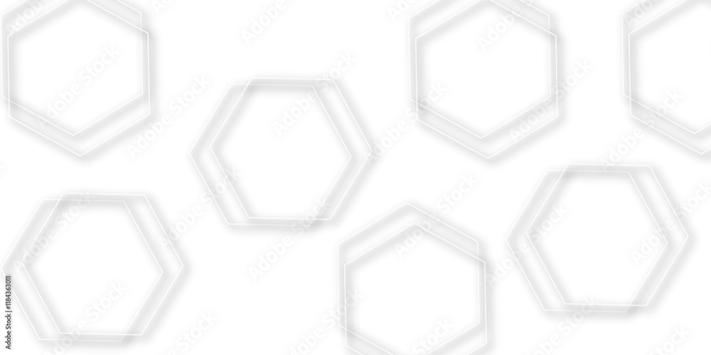 Aufkleber abstract technology grey and white circle hexagon line 3d effect pattern with shadow seamless textur