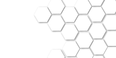 Abstract geometric technology 3d white bright hexagon polygonal honeycomb luxury pattern vector background.
